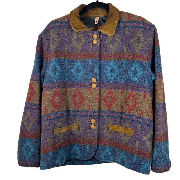 Woolrich Vintage Aztec Western Tribal Southwestern Wool Jacket Women's Medium - Picture 1 of 6